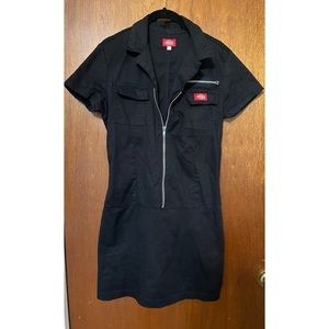 Vintage Black Dickies Zip-up Skater Dress Juniors Large